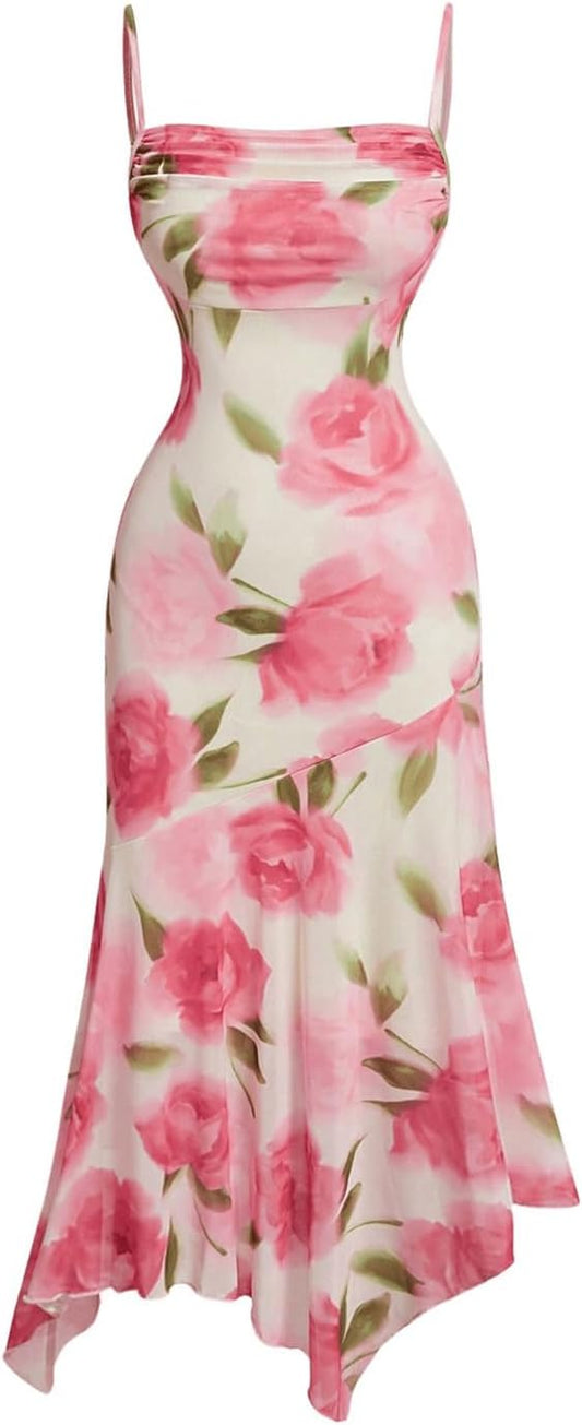 Floral Ruched Cami Midi Dress™
